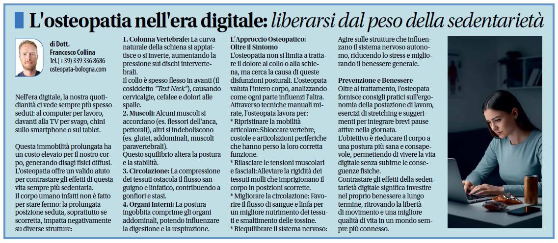 L'Osteopatia nell'era digitale: liberarsi dal peso della sedentarietà